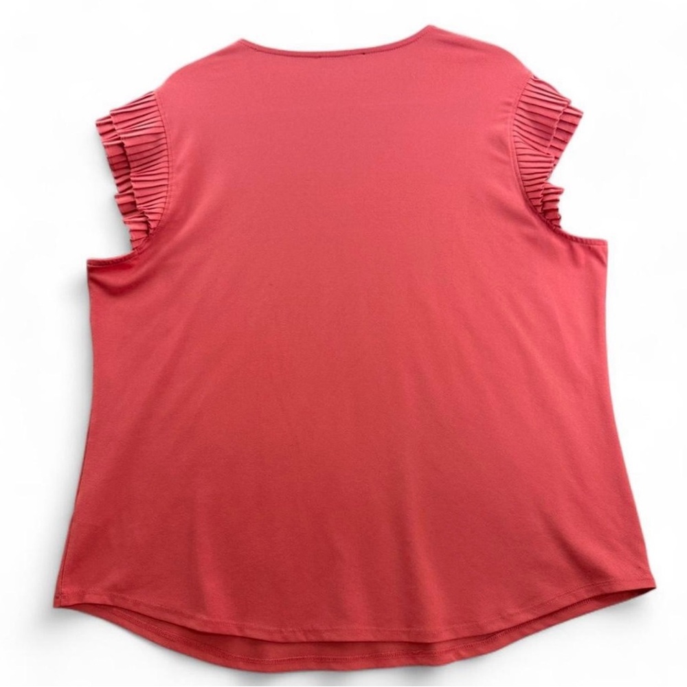 Adrianna Papell Coral Pink Sleeveless Blouse Pleated Shoulders Women’s Size XL - Picture 5 of 6